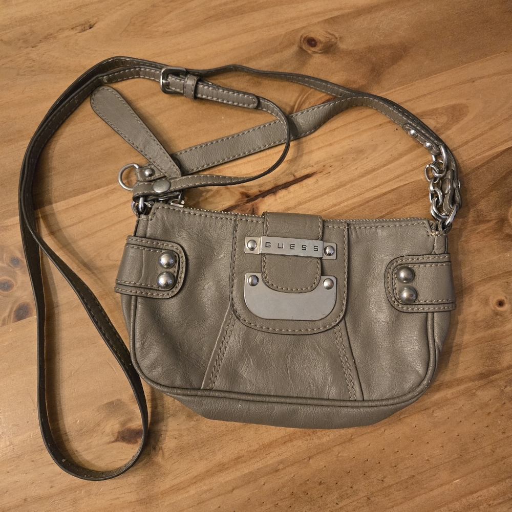 Guess Gray Leather Crossbody Purse